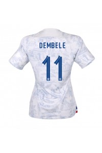 Frankrike Ousmane Dembele #11 Fotballdrakt Borte Klær Dame VM 2022 Korte ermer